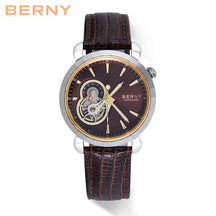 BERNY Women's Automatic Watch – NH39 Sapphire Tungsten Steel Diamond Brown Dial Waterproof