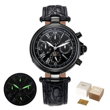 BERNY Men’s Automatic Dress Watch – Sun & Moon Phase, Leather Strap