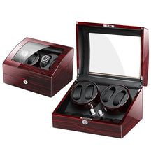 Wooden Watch Storage Box 6 Slots Automatic Winding Battery Mechanical Watches Winder Case Leather