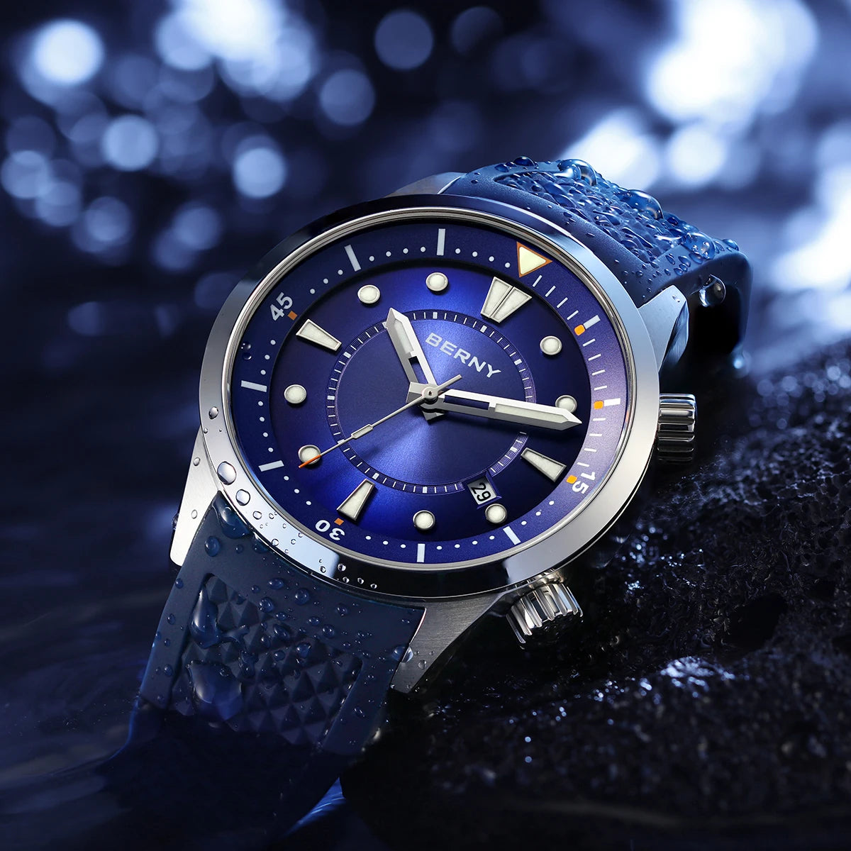 BERNY Men's Automatic Diver Watch – 200M Waterproof, Miyota 8215, Sapphire
