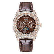 Hanboro 41.5mm Mechanical Watch: Automatic Multi-Dial with Day, Month, Date & Crystal Bezel
