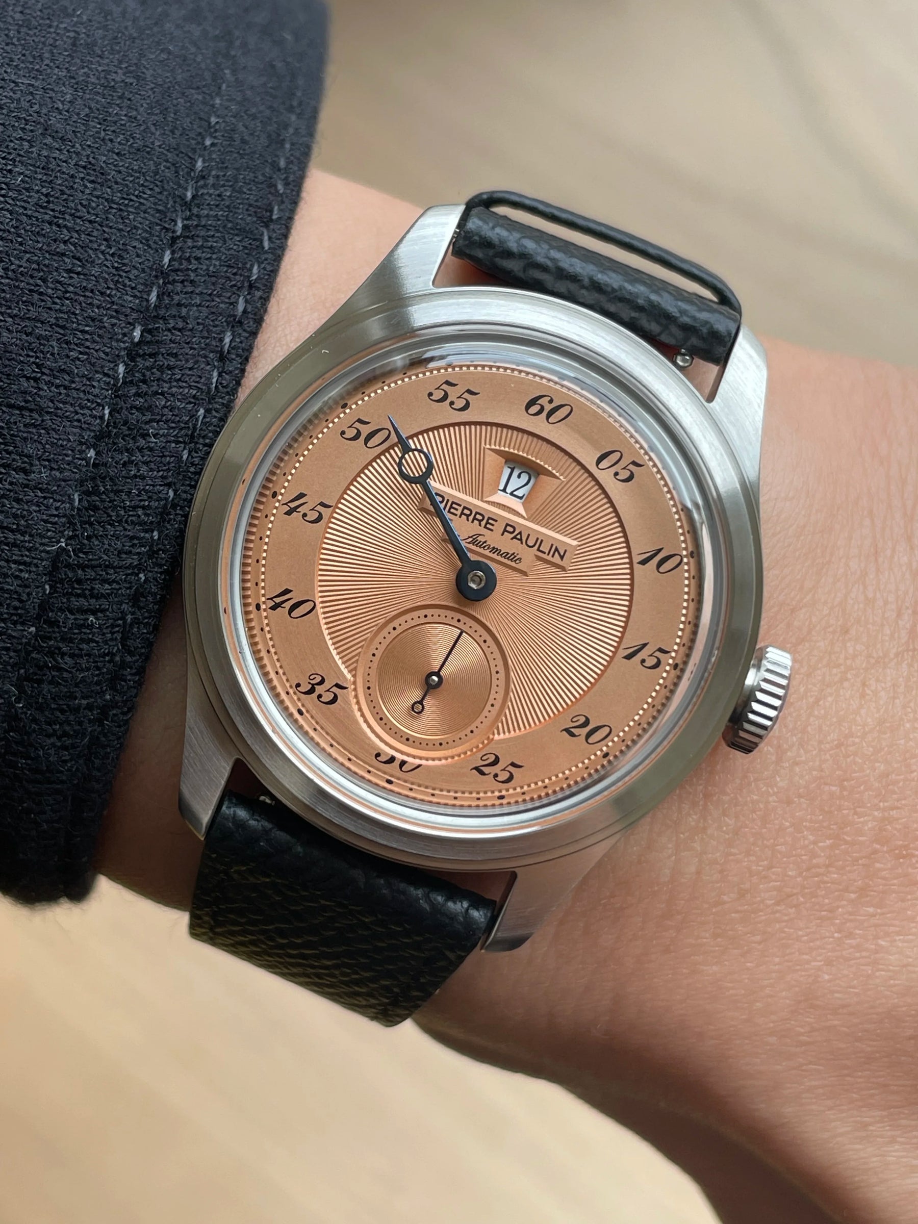 Pierre Paulin Jumping Hour Men's Automatic Watch 38mm – ST17 Salmon Dial Vintage Date