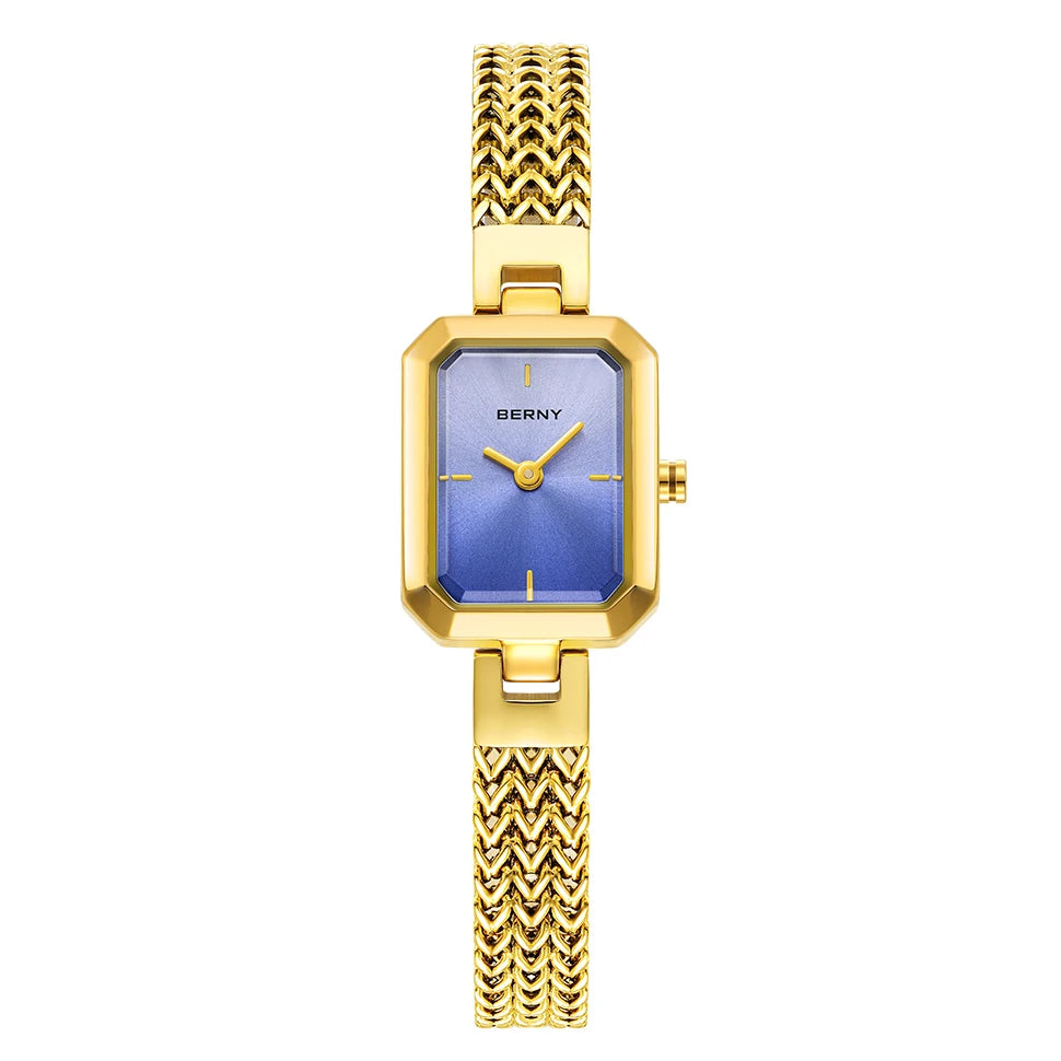 BERNY Women’s Square Watch – Minimalist Quartz, Stainless Steel