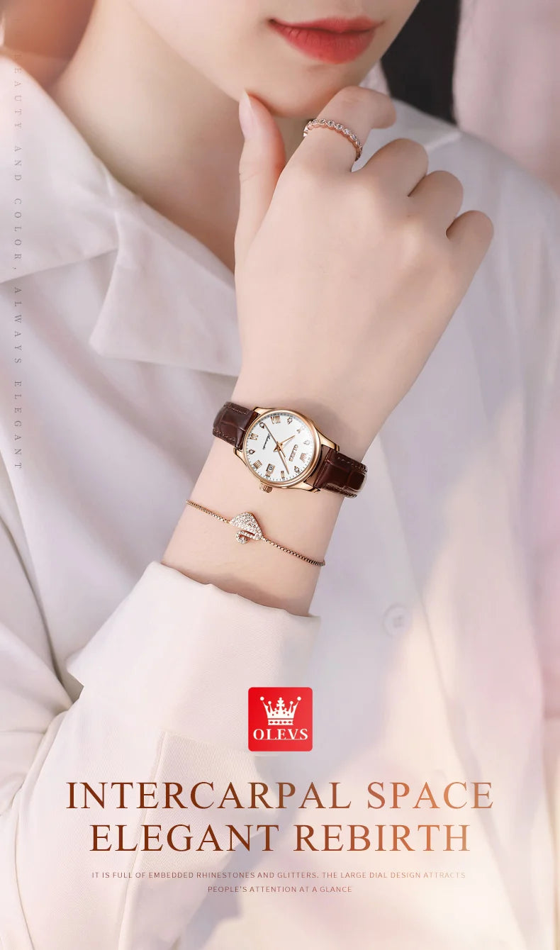 OLEVS Women’s Automatic Watch – Luxury Waterproof Luminous Chronograph Date Wristwatch 9932