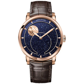 AGELOCER Men’s Moon Phase Watch – Blue Aventurine Dial, 29.5-Day Display, Luxury Automatic Wristwatch