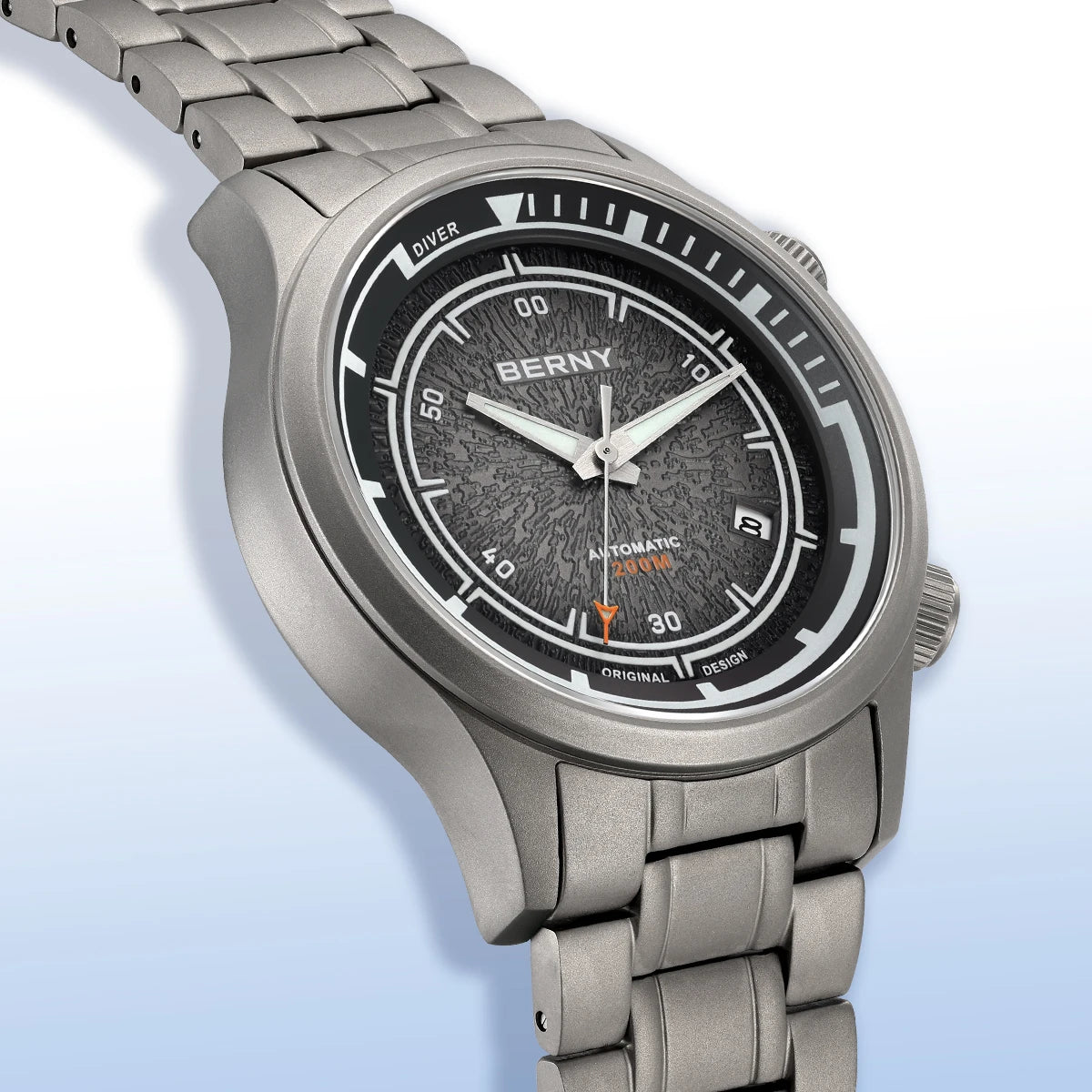 BERNY Men's Automatic Titanium Diver Watch – 20ATM Waterproof Sapphire Luminous