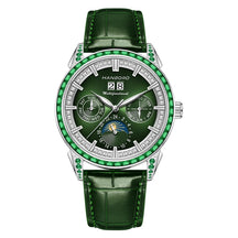 Hanboro 41.5mm Mechanical Watch: Automatic Multi-Dial with Day, Month, Date & Crystal Bezel