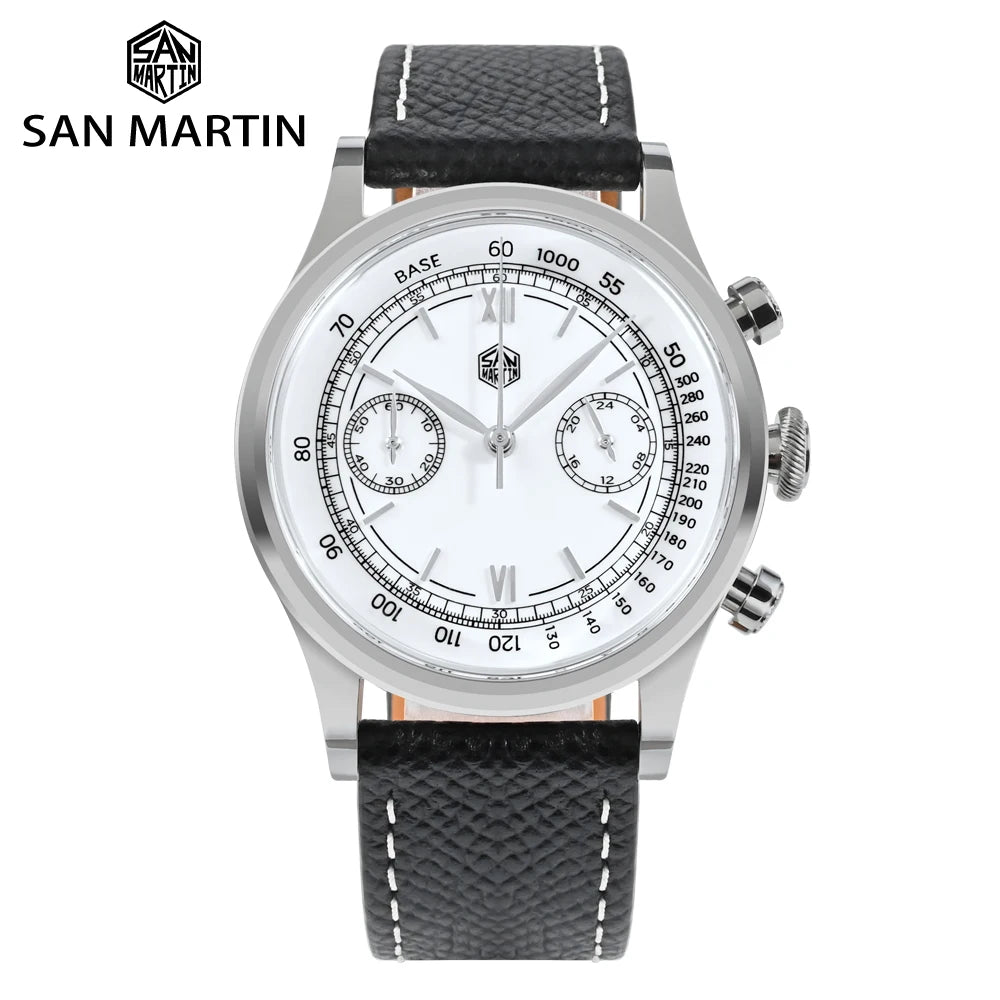 San Martin Men's Chronograph Quartz Watch – 38mm VK64, Sapphire Glass SN0101
