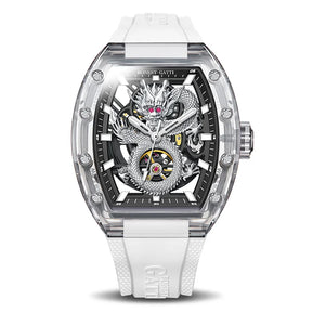BONEST GATTI Men’s Automatic Skeleton Watch – Dragon Pattern, Crystal Case, Luxury Mechanical