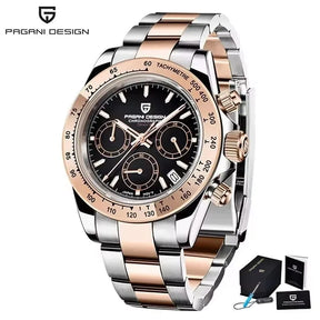 Pagani Design Men’s Chronograph Watch – Black Luxury Quartz, Waterproof