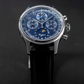 Sugess Men’s Chronograph Watch – ST1908 Mechanical, Moonphase, Swan Neck, Sapphire Crystal