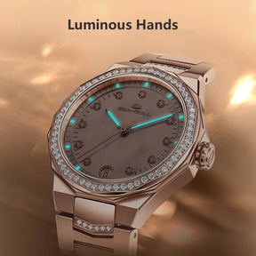 Seagull 1140L Ladies Mechanical Watch: Elegant Stainless Steel Design with Luminous Date
