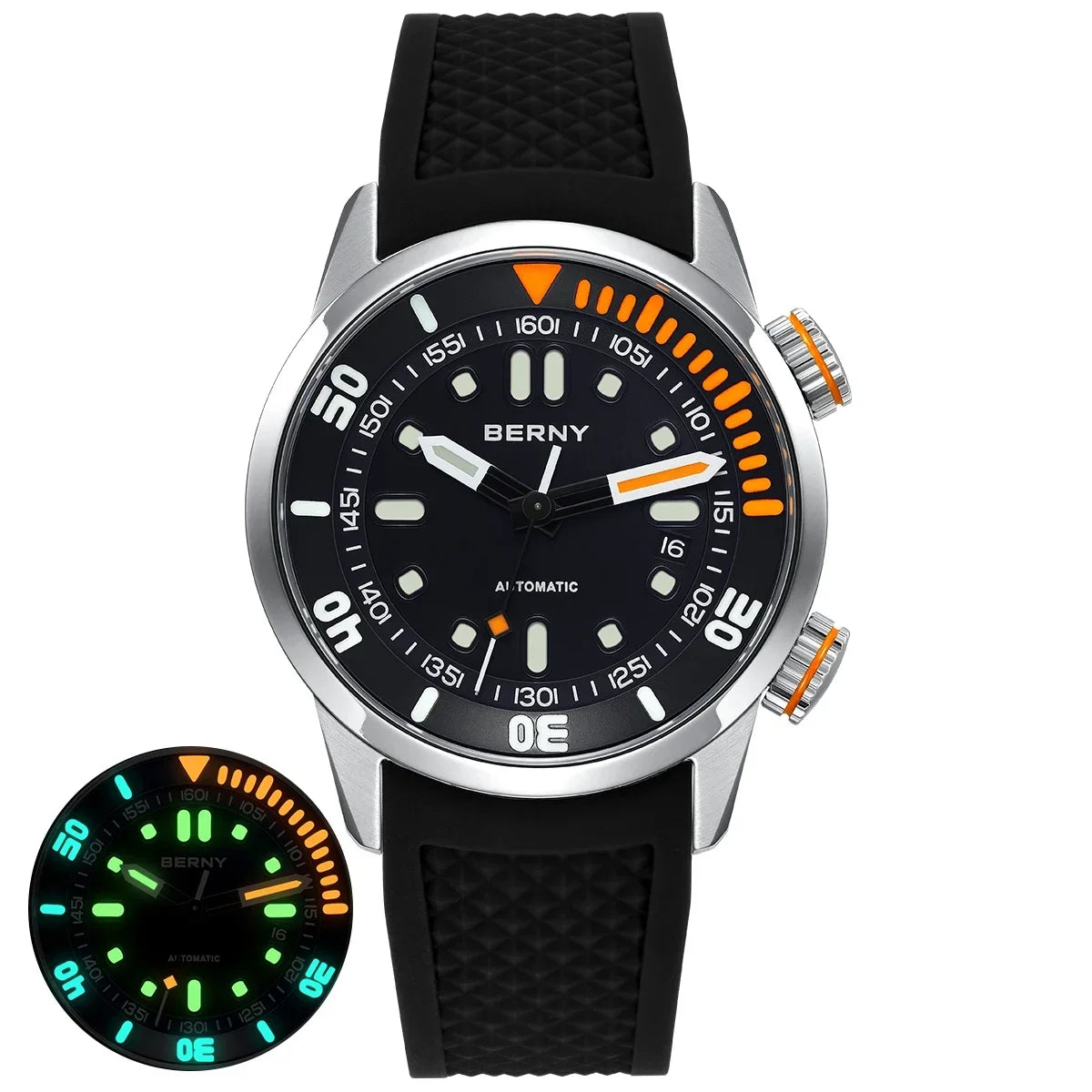 BERNY Automatic Dive Watch – 20ATM Waterproof Mechanical Watch with Sapphire Crystal & Super Luminous Dial
