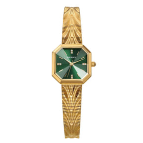 BERNY Women's Gold Quartz Watch – Octagonal Stainless Steel