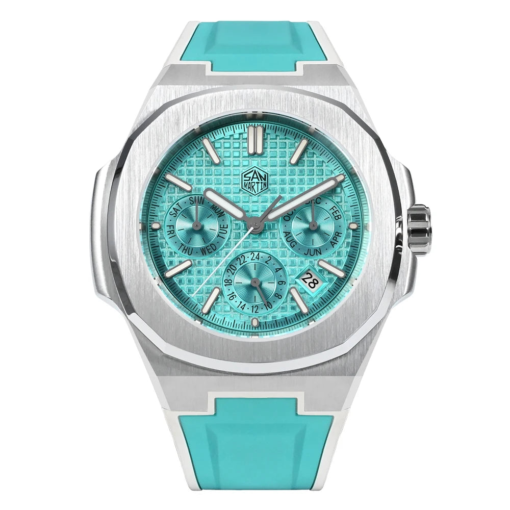 San Martin SN0075 Men's Automatic Watch 43mm – Miyota 9120 Multifunction Waterproof Luminous