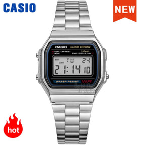 Casio Silver Men’s Watch Set – Luxury LED Digital Quartz Waterproof Sport Wristwatch