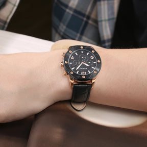 BERNY Men's Quartz Watch – Multifunction Dial Business Leather Strap Luminous Waterproof