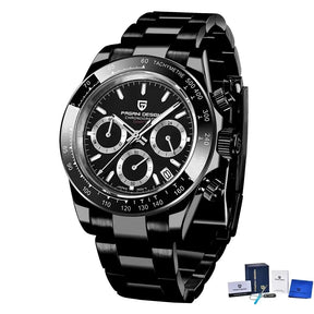 Pagani Design Men’s Chronograph Watch – Black Luxury Quartz, Waterproof
