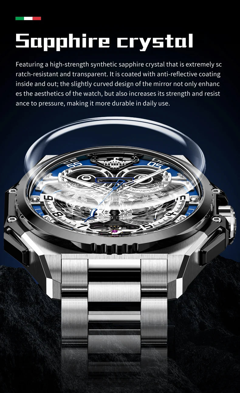 OUPINKE 3266 Men’s Automatic Skeleton Watch – Luxury Mechanical