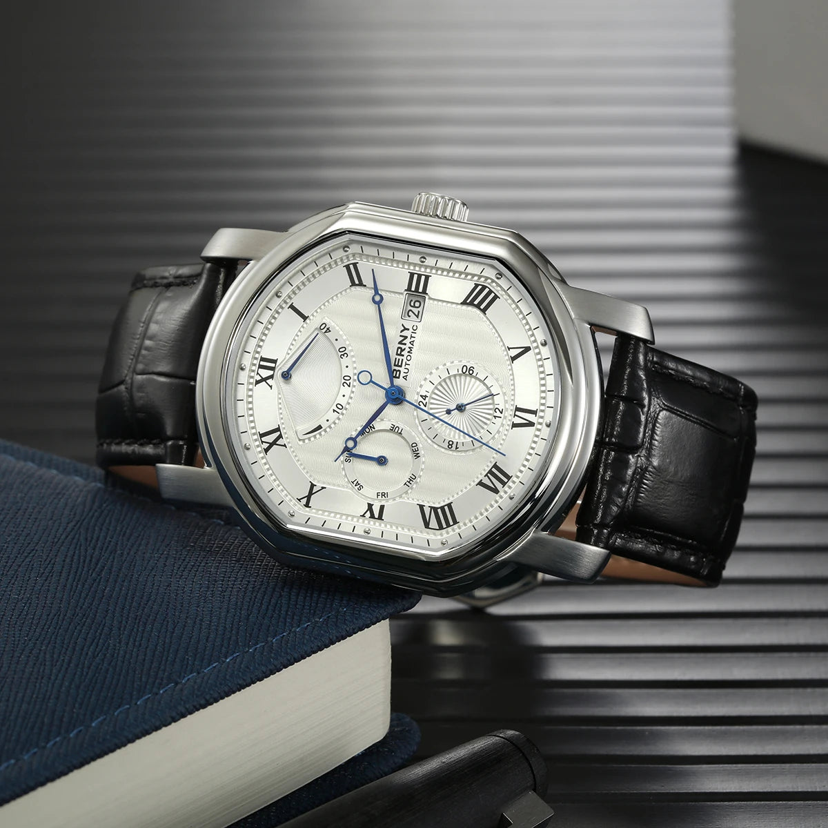 BERNY Men’s Automatic Mechanical Watch – Luxury Sapphire Self-Winding Waterproof Wristwatch