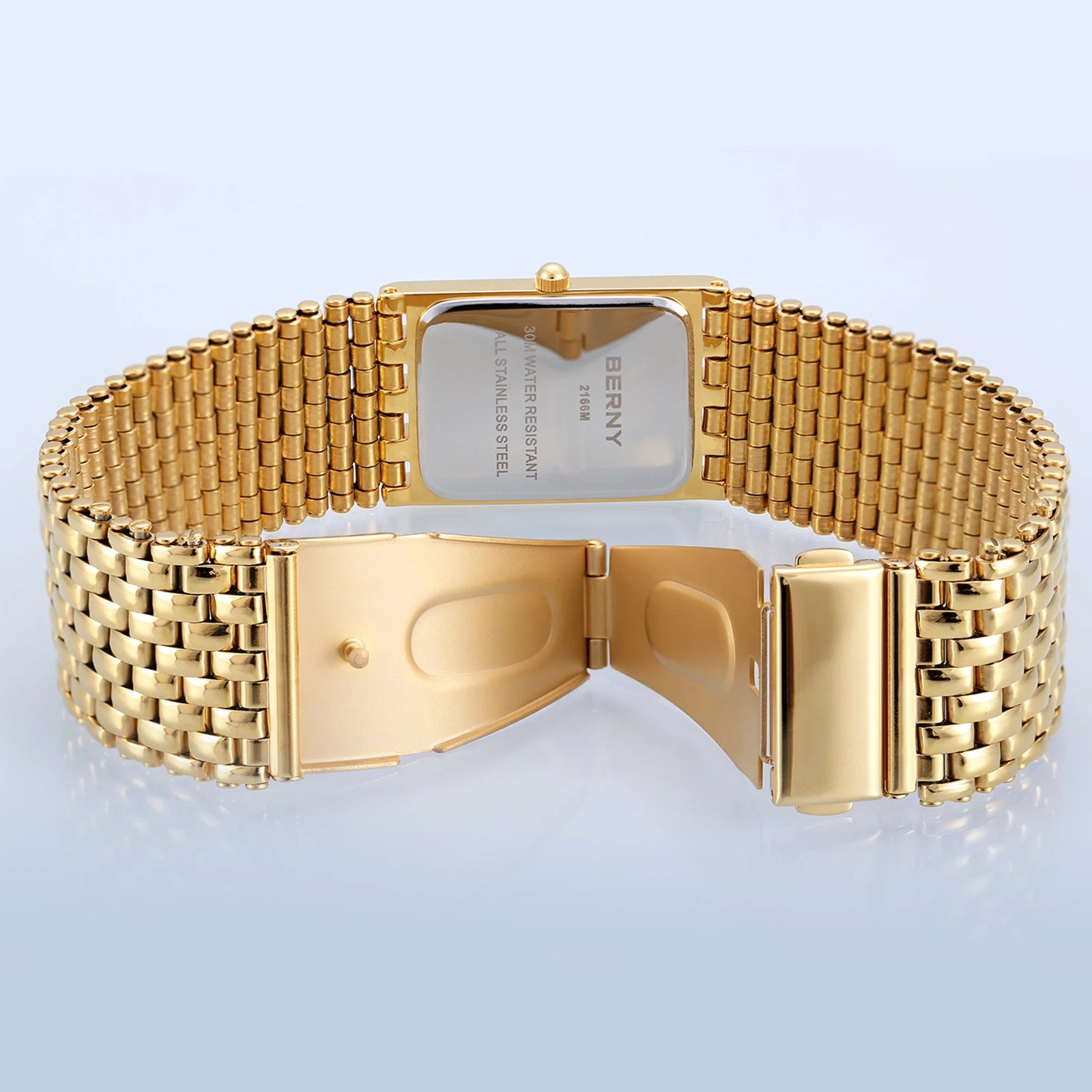 BERNY Couple Quartz Watch – Gold Tone, Stainless Steel, Men & Women, Water Resistant