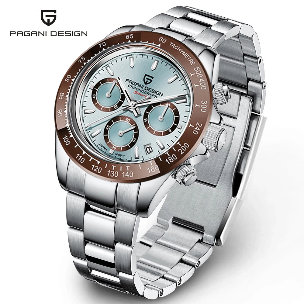 Pagani Design Men's Chronograph Watch – Quartz Sapphire Stainless Steel Waterproof 2026e