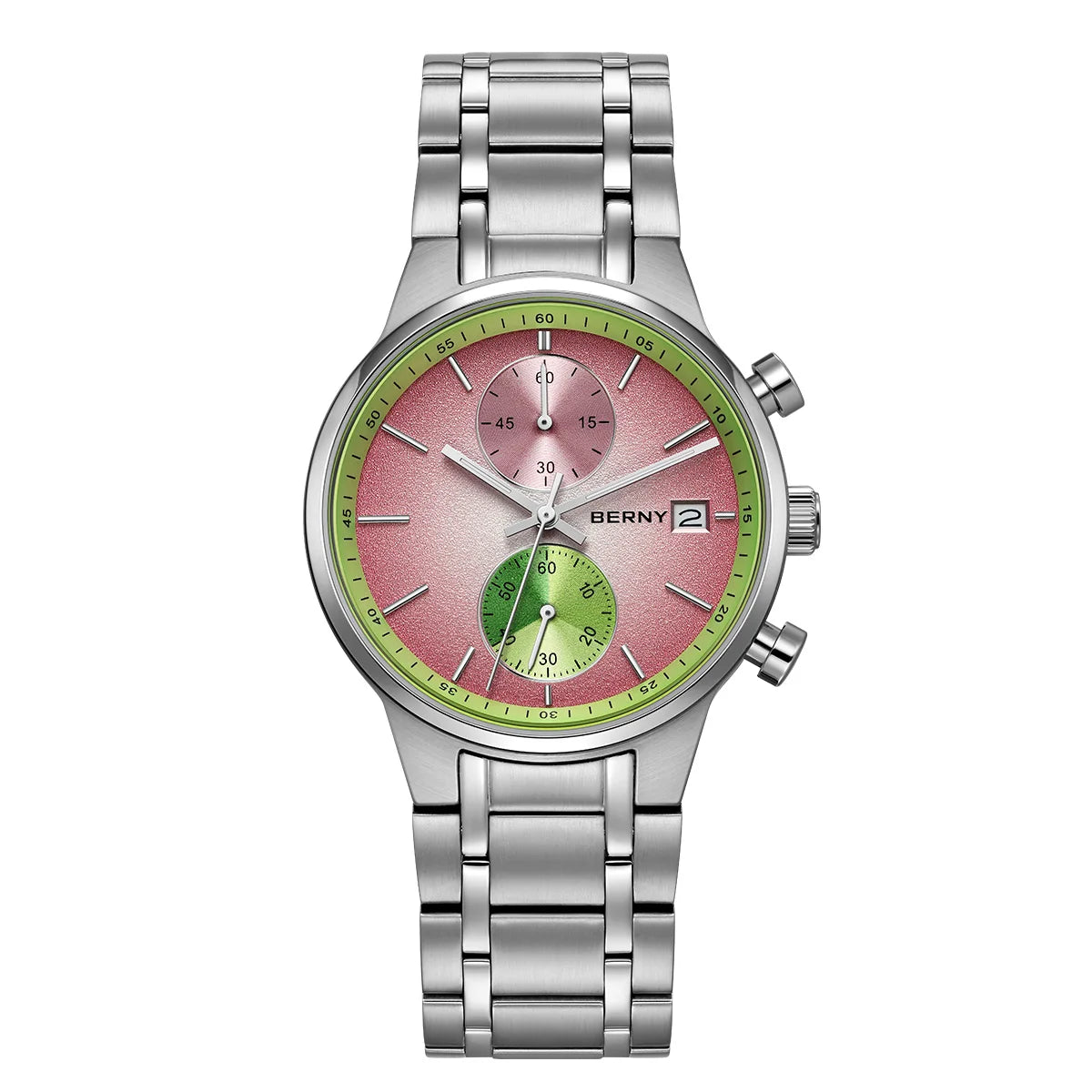 BERNY Men's Chronograph Quartz Watch – Luminous Multi-Function Wristwatch