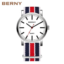 BERNY Men's Quartz Watch – Leather Strap Track Style Waterproof