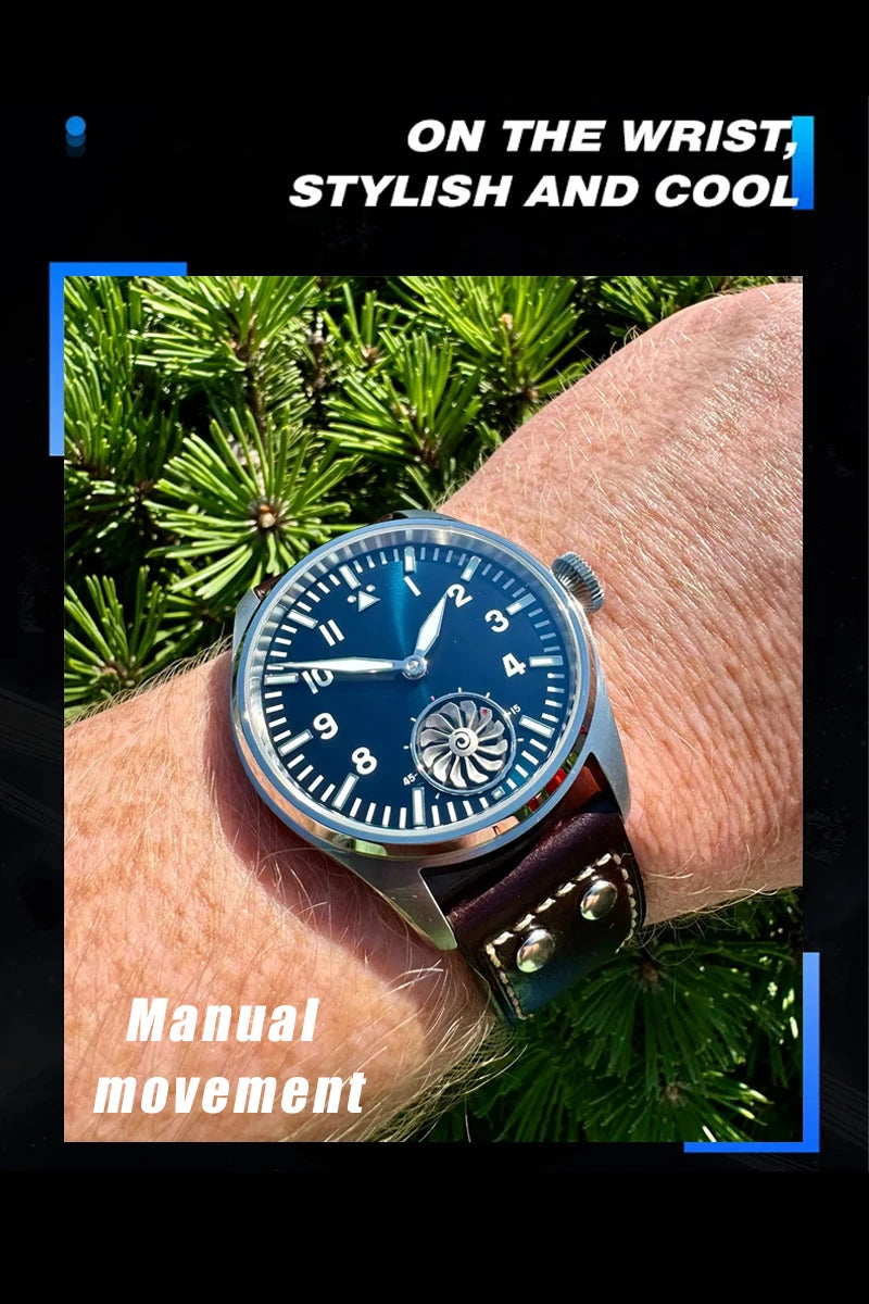 Hruodland Pilot Men's Manual Mechanical Watch – ST3620 Sapphire BGW9 Luminous 5Bar