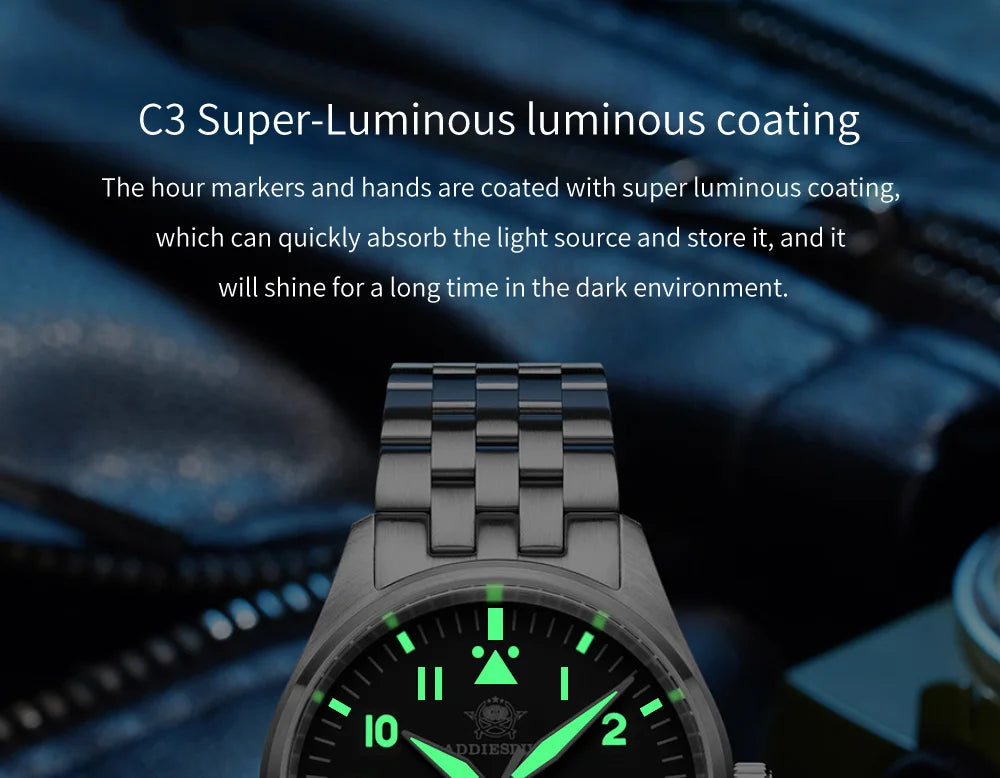 ADDIESDIVE Watches For Men Luxury Business Leisure Automatic Mechanical Men's Watch Fluorescent Waterproof 8215 316L Stainless