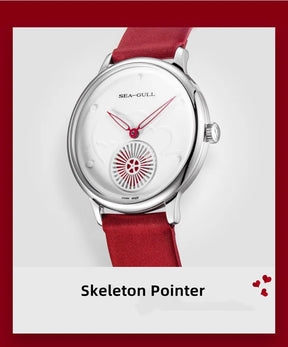 Seagull Women's Automatic Watch ST17 – Red Leather Strap Stainless Steel Waterproof 6130L