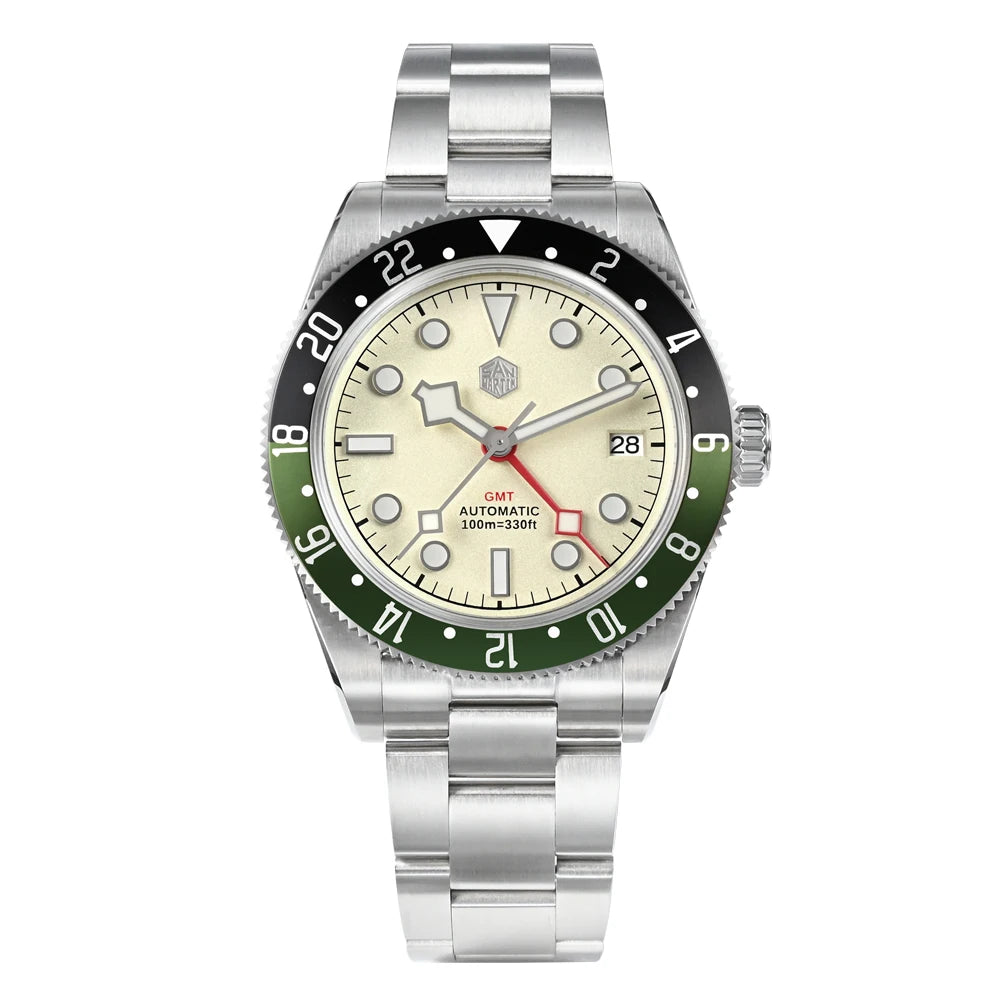 San Martin SN0109 GMT Automatic Watch – 39mm Sapphire Crystal, NH34 GMT Men's Luxury Watch