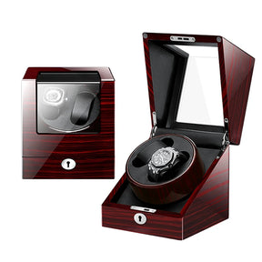 Embers Dual Watch Winder Box – Wooden Automatic Mechanical Watch Storage Case with 2 Ports Display & Safe Winding