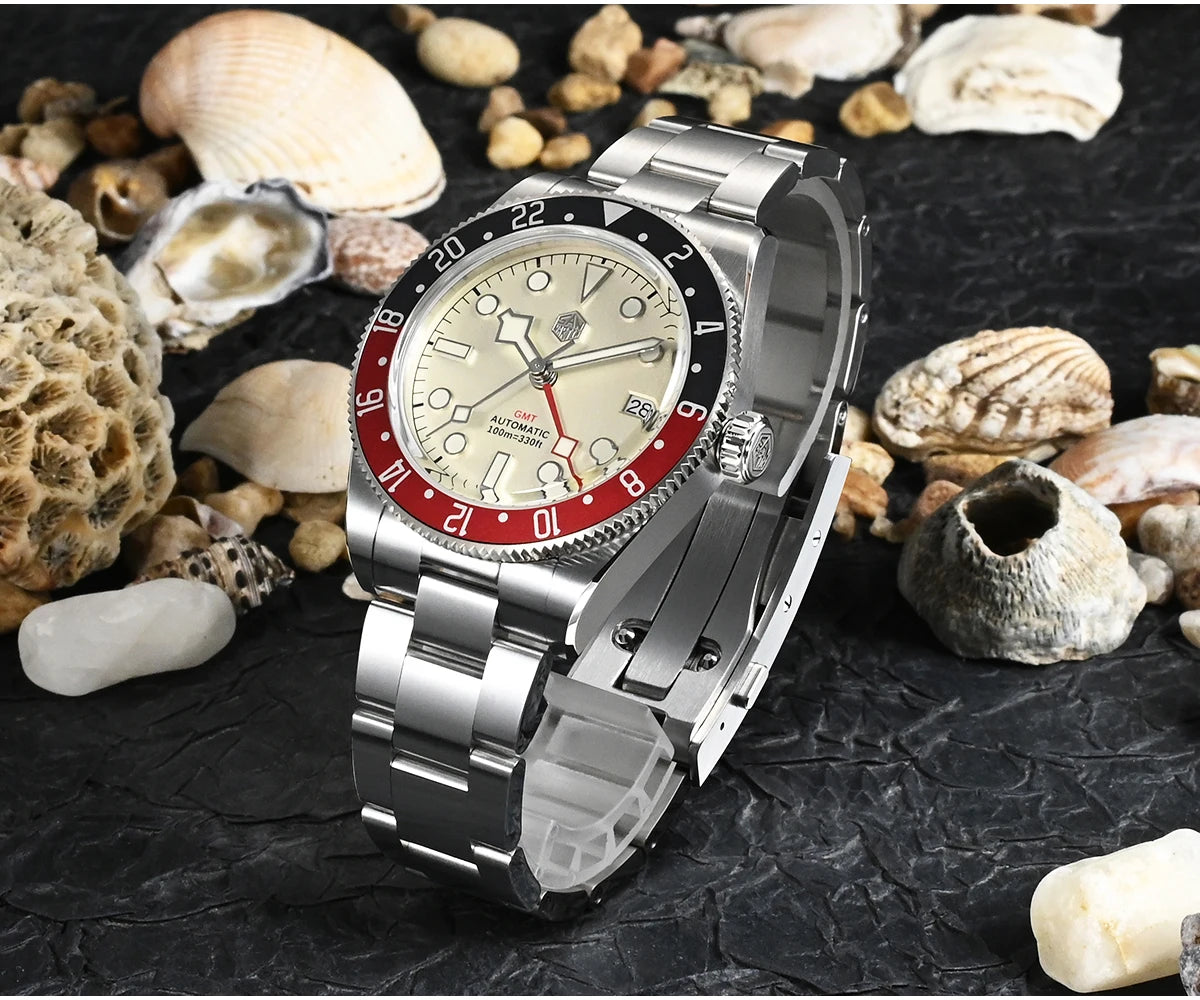 San Martin SN0109 GMT Automatic Watch – 39mm Sapphire Crystal, NH34 GMT Men's Luxury Watch