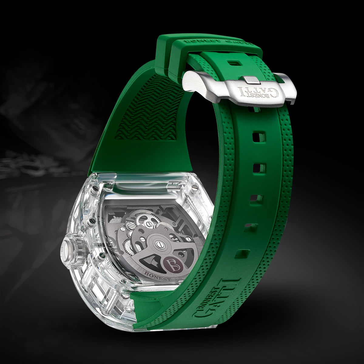 BONEST GATTI Men’s Automatic Skeleton Watch – Dragon Pattern, Crystal Case, Luxury Mechanical