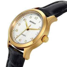 BERNY Women’s Gold Quartz Watch – Luxury Fashion Wristwatch with Elegant Gradient Dial