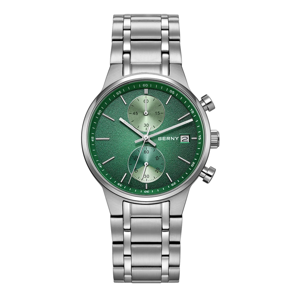BERNY Men's Chronograph Quartz Watch – Luminous Multi-Function Wristwatch