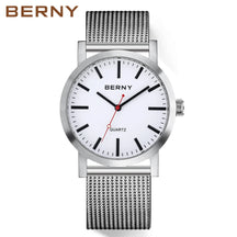 BERNY Men's Quartz Watch – Leather Strap Track Style Waterproof