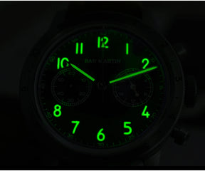 San Martin SN0127 Vintage Pilot Chronograph – VK64, Leather Strap