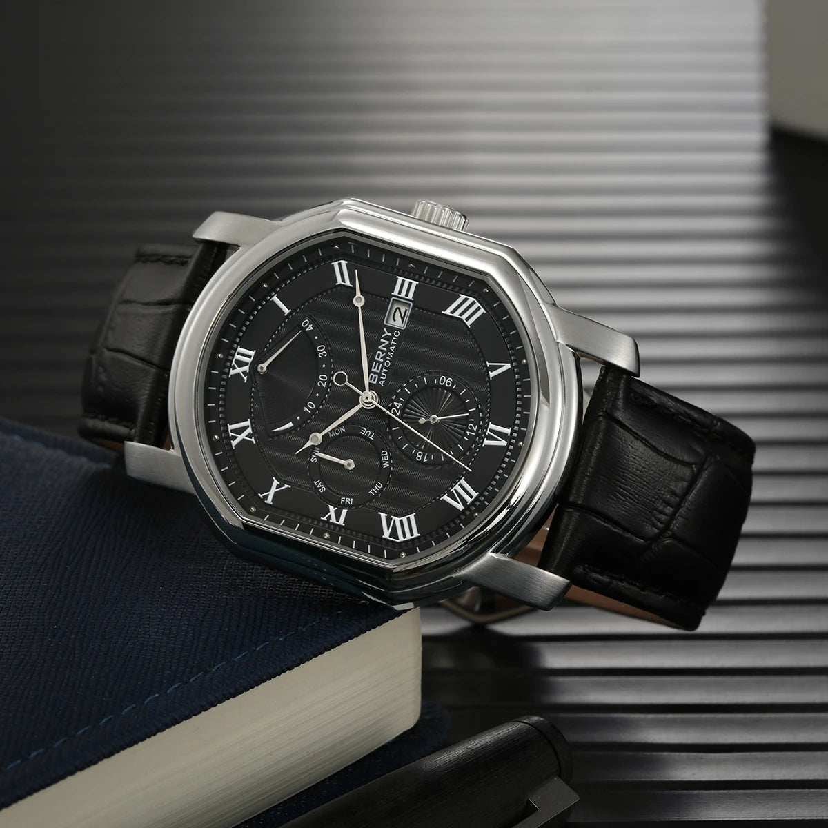 BERNY Men’s Automatic Mechanical Watch – Luxury Sapphire Self-Winding Waterproof Wristwatch
