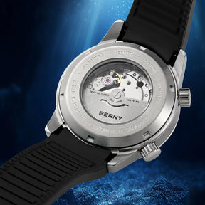 BERNY Men's Automatic Diver Watch – 200M Waterproof, Miyota 8215, Sapphire