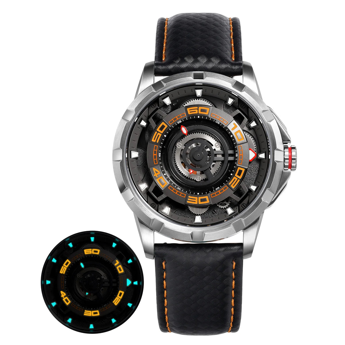 BERNY Automatic Skeleton Watch for Men – 3D Dial, Sapphire Crystal, 5ATM