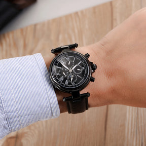 BERNY Men’s Automatic Dress Watch – Sun & Moon Phase, Leather Strap