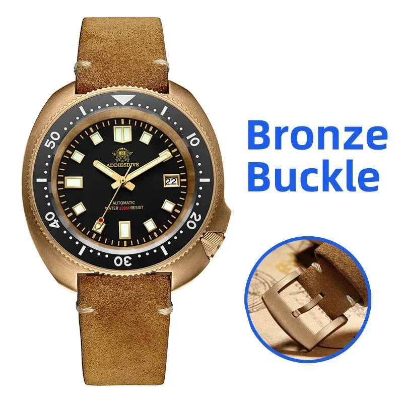 ADDIESDIVE AD2104 Bronze Automatic Dive Watch – NH35 Movement, Sapphire Glass, 200m Water Resistant
