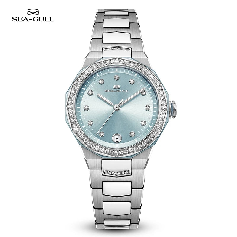 Seagull 1140L Ladies Mechanical Watch: Elegant Stainless Steel Design with Luminous Date