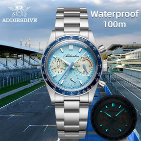 Addiesdive VK63 Chronograph Watch – Racing Style, 100M Waterproof