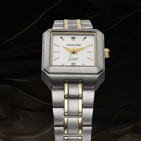 BERNY Women's Titanium Quartz Watch – Luxury Gold Tone Square Wristwatch
