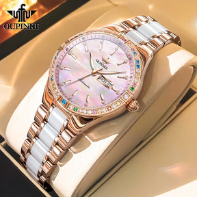 OUPINKE 3283 Women’s Automatic Watch – Luxury Mechanical, Day-Date, 50m Water Resistant