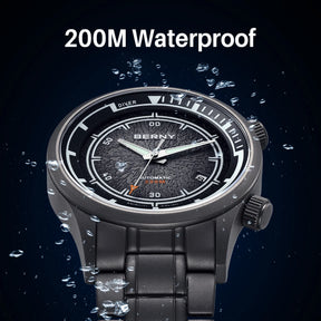 BERNY Men's Automatic Titanium Diver Watch – 20ATM Waterproof Sapphire Luminous