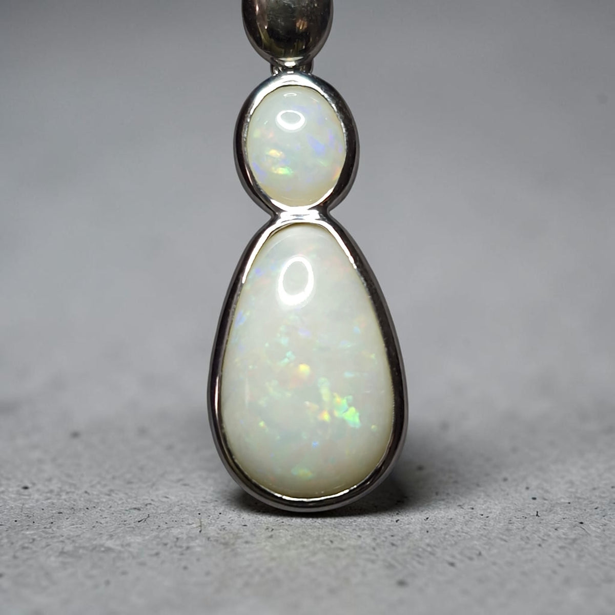 3.95ct Coober Pedy Solid Opal Double Drop Sterling Silver Pendant Necklace